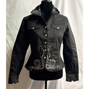 Christine‎ Alexander Black Jacket With Swarovski Crystals  sz Small